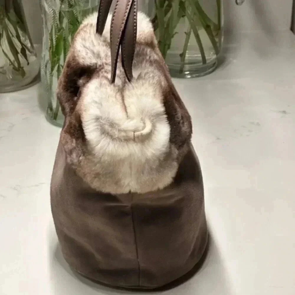 🧚🏻HOST PICK🧚🏻 Salvatore Ferragamo Suede Handbag Tote Fur Trimmed EUC - Picture 5 of 13